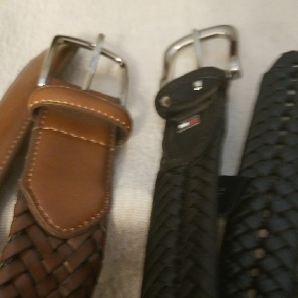 Tommy Hilfiger Other - Men's leather braided belts black, 1 brown sz 42